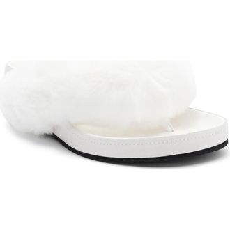 Jeffrey Campbell Delulu Faux Fur Flip Flop in White Combo at Nordstrom, Size 6.5