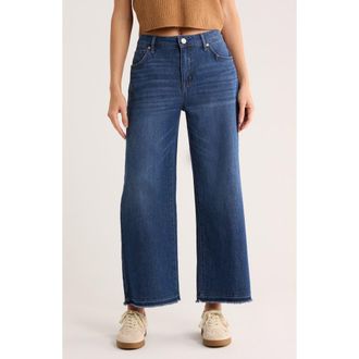 Seven 7 Featherweight Release Hem Crop Wide Leg Jeans in Lone Wolf at Nordstrom Rack, Size 14