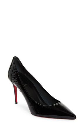 Christian Louboutin Sporty Kate Patent Leather Pump in Black/Lin Black at Nordstrom, Size 10.5Us