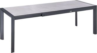 Beliani Extending Garden Dining Table Grey HPL Top Aluminium Frame 160/220 x 90 cm UV Water Rust Resistant Outdoor Patio Modern Style BINASCO