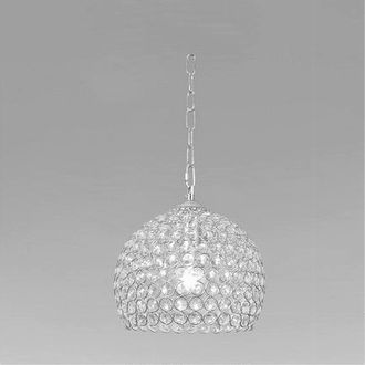 Trade Shop Trade Shop - Lampadario Sospeso Tondo Cupola Cristalla Lampada Mezza Sfera Luce E27 Argento 32361