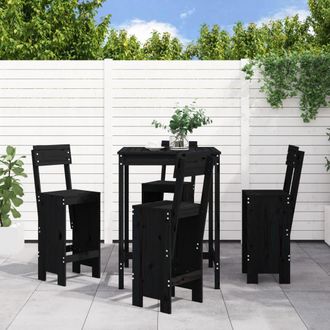 vidaXL Set De Mesa Y Taburetes Altos Jard&iacute;n 5 Piezas Madera Pino Negro Vidaxl