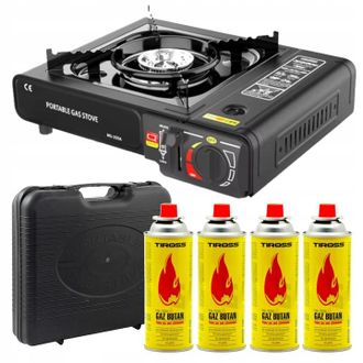 OEM Cocina De Gas + 4 Cartuchos De Gas, Quemador De Gas En Estuche