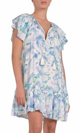 Elan Ruffled V Neck Mini Dress In Allure Print
