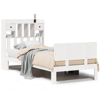 Berkfield Home Bookcase Bed without Mattress White 90x200cm Solid Wood Pine | Size: 90x200 cm