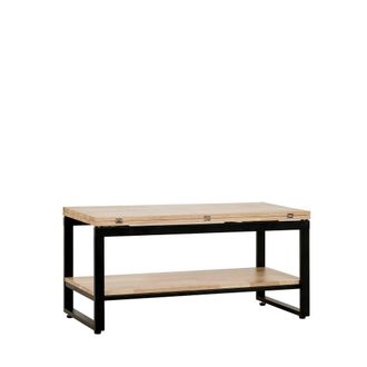 Klast Mesa de centro elevable de madera natural 100 cm x 49 - 61 cm