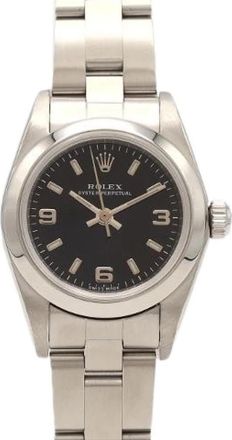 Rolex Pre-owned Oyster Perpetual Roestvrij staal Horloge - Dames - Vintage Horloges - Zwart - ONE Size - Vintage