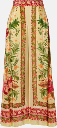 Farm Rio Stitched Garden floral wide-leg pants