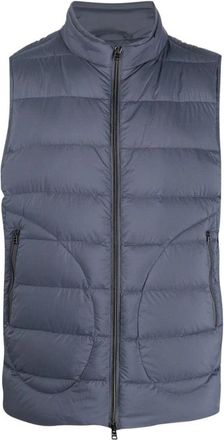 Herno Blauwe Geweven Veren Vest - Heren - Bodywarmers - Blauw - XL - Nylon - Jassen