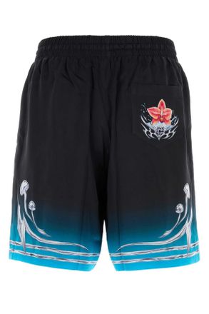 Casablanca Mens Printed Satin Bermuda Shorts Blades Silk