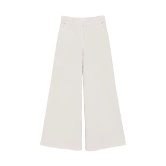 Via Masini 80 Katoenen Wijde Broek - Dames - Broeken - Wit - Maat: 3XL Katoen