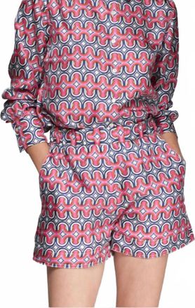 Vilagallo Print Shorts With Pockets In Pink, Navy, And White