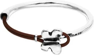 UNOde50 Silver-Tone Butterfly Leather Bracelet in Brown at Nordstrom, Size Medium