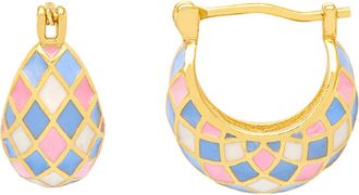 Estella Bartlett Enamel Patchwork Hoop Earrings in Gold And Multi at Nordstrom