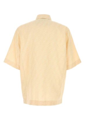 Fendi Mens Cream Linen Blend Shirt Butter Exterior: Cotton Camicie