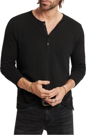 John Varvatos Walden Long Sleeve Cotton Henley in Black at Nordstrom, Size Xx-Large
