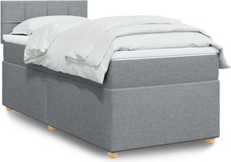 vidaXL Vidaxl - Cama Box Spring Con Colch&oacute;n Tela Gris Claro 100x200 Cm