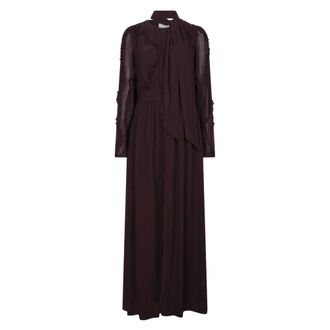 Dante6 Lasorinn Maxi Jurk met Ruches - Dames - Jurken - Bruin - Maat: M Chiffon