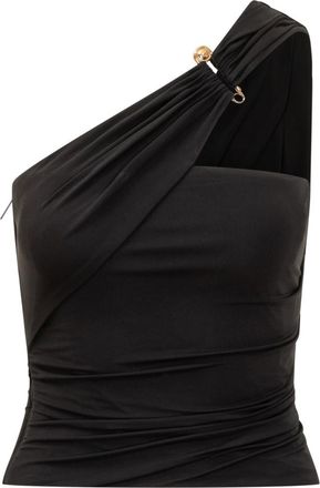 Versace Black Solid One Shoulder Top