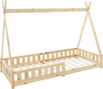 ML Design Ml-design - Lettino per Bambini Design Teepee con Sponde Protezione Anticaduta Recinzione Rete a Doghe 90 x 200 cm Letto Tenda Indiana da Gioco in