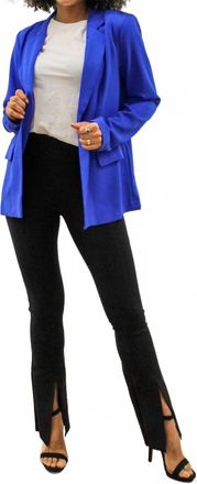 Skies Are Blue Clothing Long Sleeve Collared Blazer In Blue