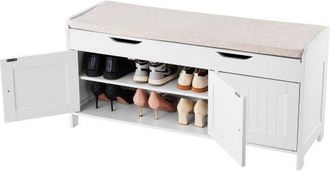 OEM Banco Zapatero 1050 X 350 X 503 Mm Zapatero Con Coj&iacute;n De Asiento Capacidad De Carga 113,4 Kg Organizador De Zapatos Con 3 Gabinetes Para Entrada De Pu