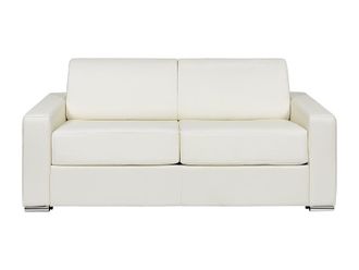 VENTE-UNIQUE.COM Sof&aacute; cama 100% piel 3 plazas blanco 194x223cm