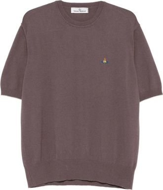 Vivienne Westwood Bruine Logo Geborduurde Crew Neck Sweater - Heren - Ronde hals truien - Bruin - L - Truien & Vesten