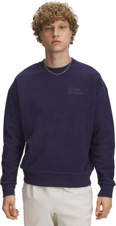 Under Armour Heren-sweatshirt van badstof met drop-schouder en opdruk (Blauw)