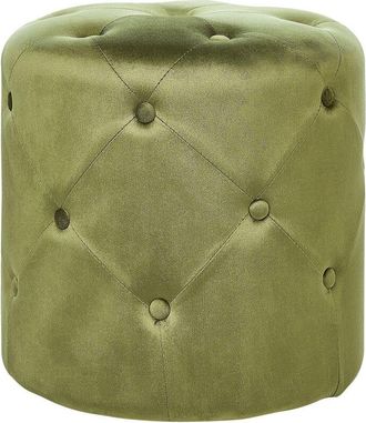 Beliani Pouf elegante in velluto di colore verde oliva Corolla
