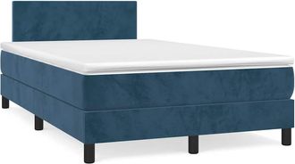 vidaXL Vidaxl - Cama Box Spring Colch&oacute;n Y Led Terciopelo Azul Oscuro 120x190 Cm