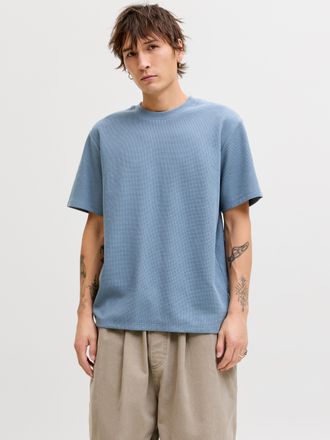 Jack & Jones Rundhalsshirt JACK & JONES JJEAUSTIN TEE SS NOOS, Herren, Gr. XXL, blau mirage, Single Jersey, Obermaterial: 58% Polyester, 40% Baumwolle, 2% Elasthan