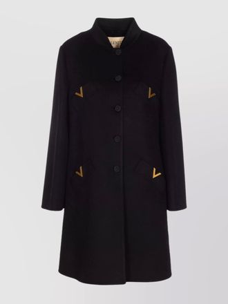 Valentino Garavani embellished stand collar coat with pocket detail