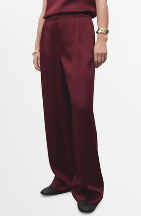 Mango Wide Leg Satin Pants in Russet at Nordstrom Rack, Size 2