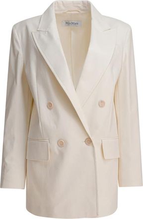 Max Mara Elegante Witte Blazer - Dames - Blazers - Wit - S - Katoen - Jassen