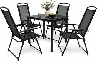 ebuy24 Vcm 5 Pcs Conjunto De Muebles De Jard&iacute;n Grupo De Asientos Grupo De Comedor 1x Mesa, 4x Sillas Mesa Dimensiones Aprox. Al. 76 X An. 140 X P. 80 Cm Jueg