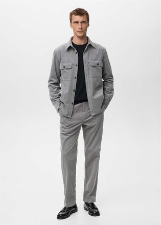 Mango Sovracamicia velluto a coste tasche grigio chiaro vigor&eacute; - Uomo - XXL - MANGO MAN