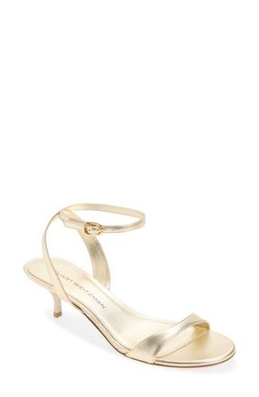 Stuart Weitzman Kellie Ankle Strap Sandal in Light Gold at Nordstrom, Size 10.5