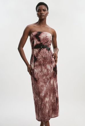 Karen Millen Womens Petite Ombre Sequin Woven Midi Dress - Multicolour - Size 12 UK