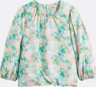 La Redoute Collections Blouse met bloemenprint, ronde hals en pofmouwen