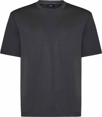 Herno Gray T-Shirt In Plain Weave Cotton Piqu