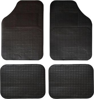 Trade Shop Trade Shop - Set 4 Tappeti Per Auto In Gomma E Pvc Sagomabili Universali Fondo Puntinato Nero