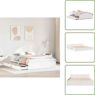 vidaXL Letto con cassetto - vidaXL Letto senza Materasso Bianco 140x190 cm Legno Massello di Pino - Letto con ruote