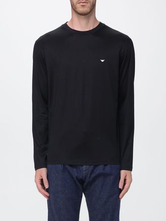 Emporio Armani T-shirt a maniche lunghe in cotone con logo Eagle frontale