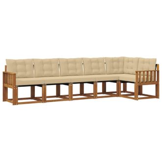 vidaXL Conjunto De Sof&aacute;s De Exterior Con Coj&iacute;n 6 Pcs Natural Y Beige Vidaxl