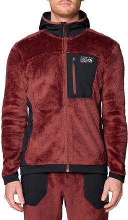 Mountain Hardwear Polartec High Loft Fleece Hooded Jacket in Bourbon Brown/Black at Nordstrom, Size Xx-Large