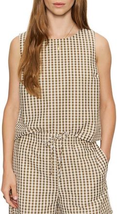 Sanctuary Better Days Gingham Cotton Seersucker Top in Timber Green/White at Nordstrom, Size Xx-Small