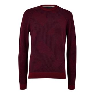HUGO BOSS Heren Motivo Wol Trui (Donkerrood)