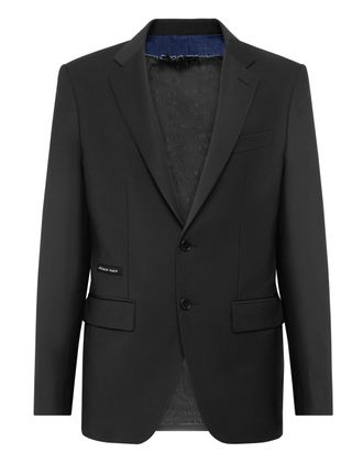 Philipp Plein Wool Blazer Gigol&ograve; fit Crystal Skull with Crystals