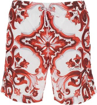 Dolce & Gabbana Zwemshorts met Majolica-print - Heren - Strandmode - Rood - L - Badmode